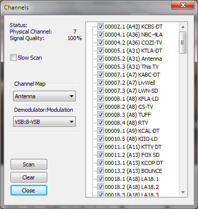 Easy HDTV DVR Channels Dialog